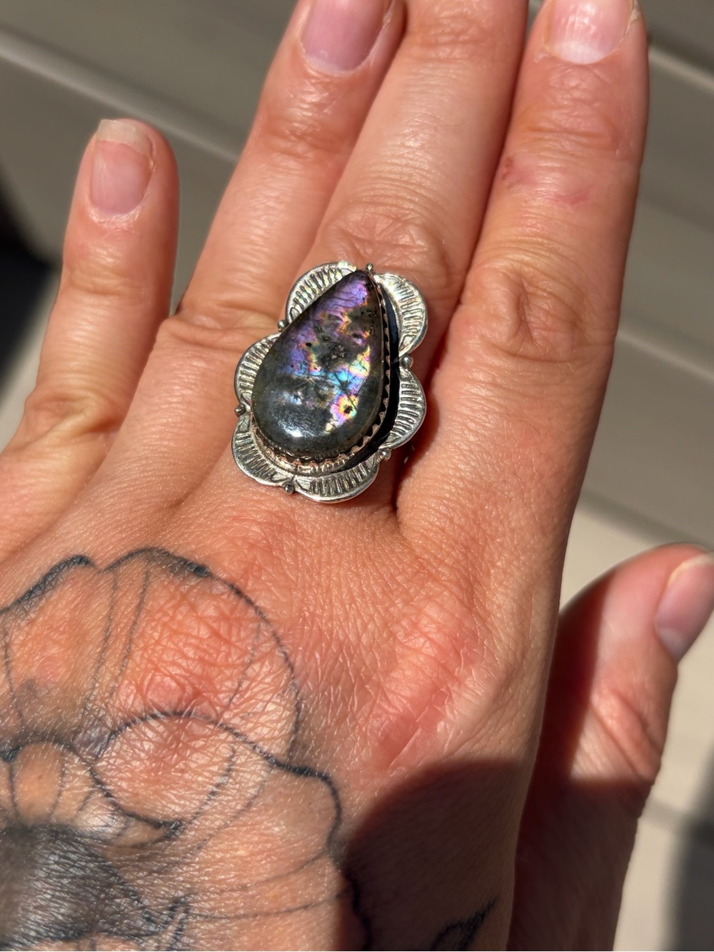 Purple Labradorite ring - Picture 2 of 7